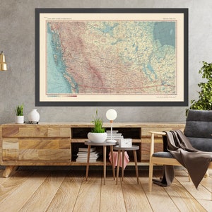 Old Map of Canada, 1967: Edmonton, Calgary, Vancouver, Winnipeg, Rocky Mountains
