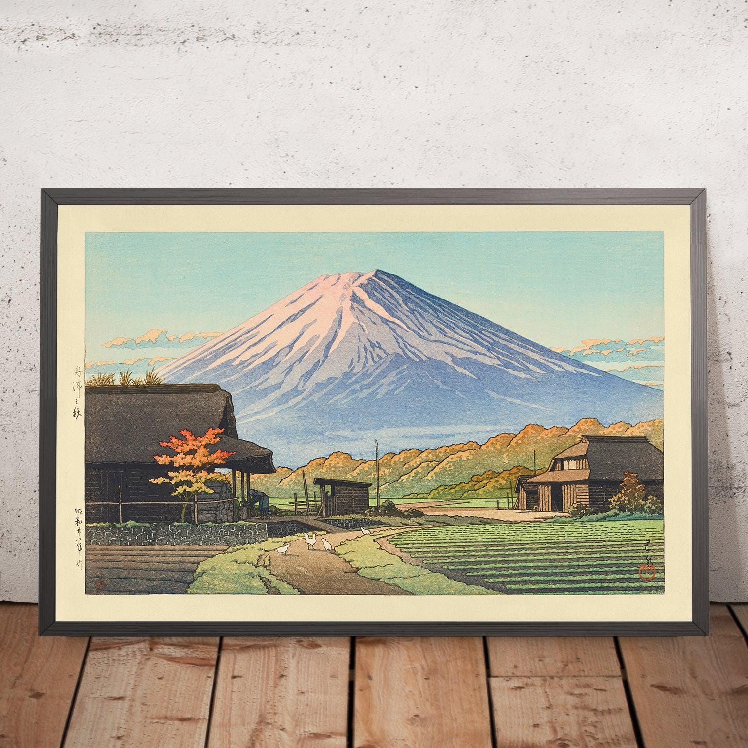 船津の秋と富士山、川瀬巴水作、1935年 - Etsy 日本