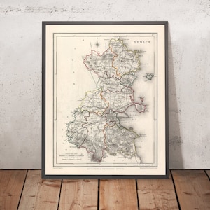 Old Map of County Dublin by Samuel Lewis, 1844: Balbriggan, Swords, Malahide, Skerries, Liffey