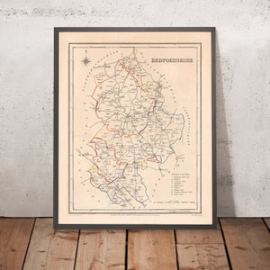 Old Map of Bedfordshire by Samuel Lewis, 1844: Luton, Dunstable, Leighton Buzzard, Biggleswade, Ampthill