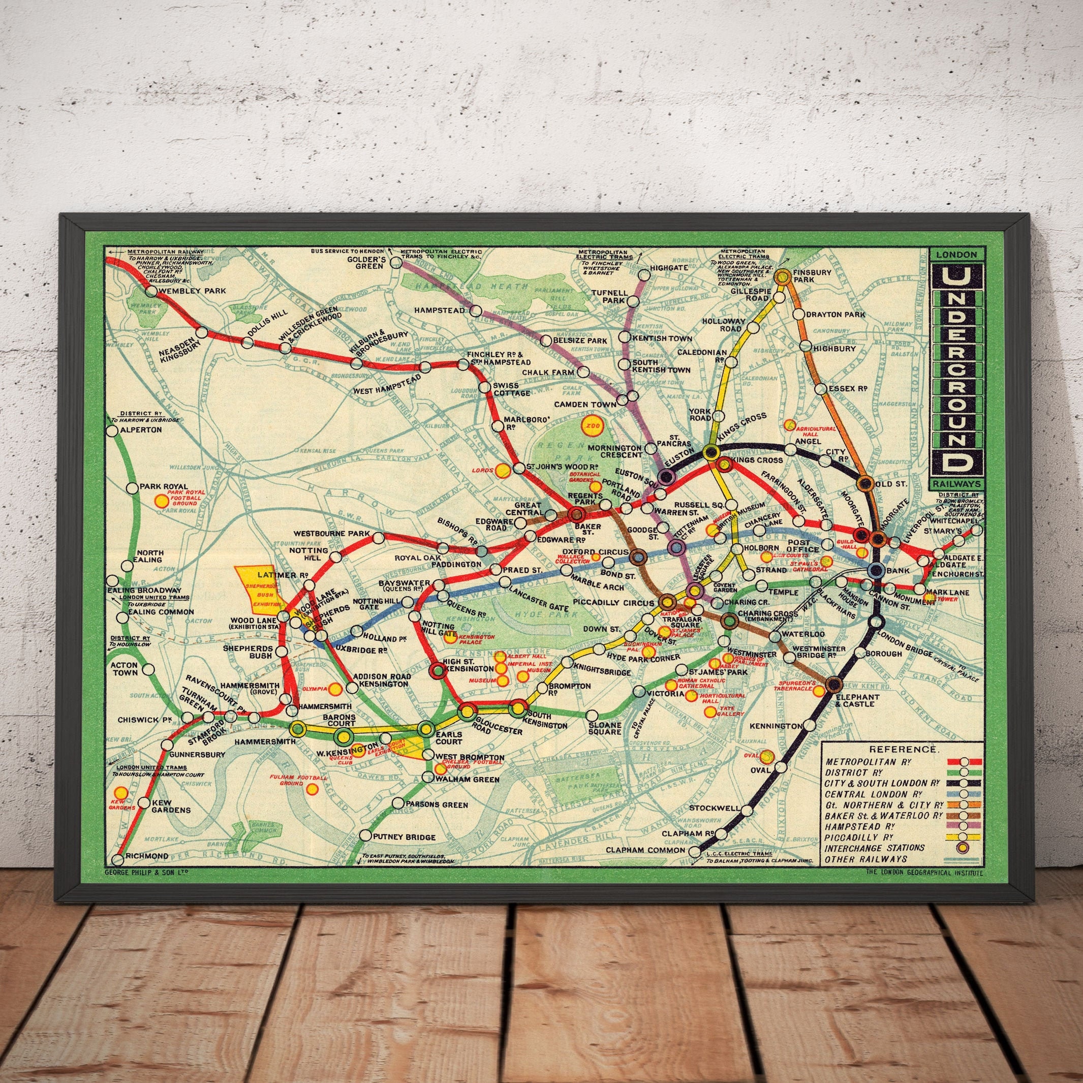 1912 年の古いロンドン地下鉄路線図 - オックスフォード サーカス