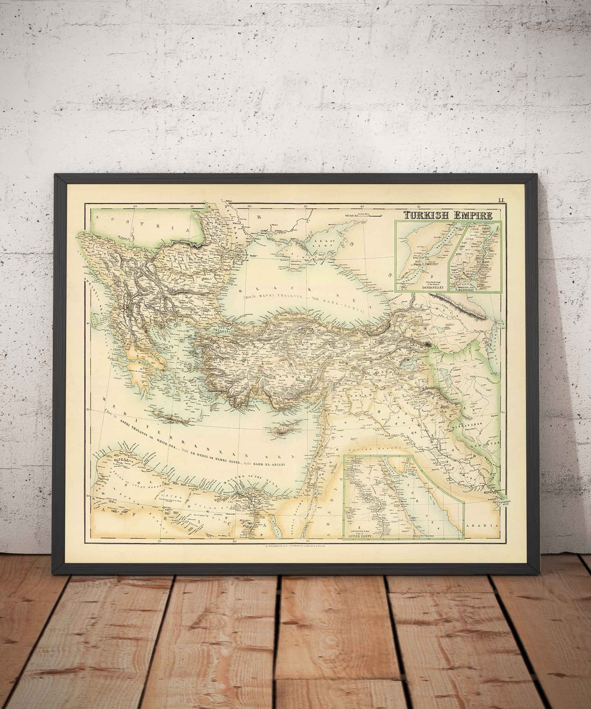 トルコ/オスマン帝国の古地図、1872年、フルラトン作 - ビザンチン、東
