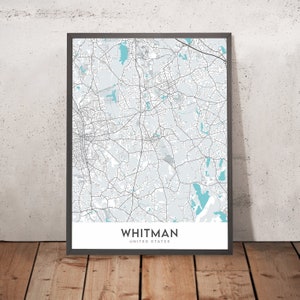 Modern City Map of Whitman, MA: Whitman Town Hall, Whitman-Hanson Regional High School, Route 18, Route 27, Route 106