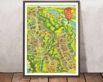Old Wine Country Map of Napa and Sonoma by Morales, 1981: Santa Rosa, Lake Berryessa, Russian River