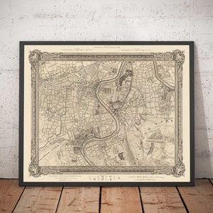 Old Map of South West London in 1746 by John Rocque - Twickenham, Isleworth, Richmond Park, Hounslow, Whitton, SW14, TW1, TW2, TW4