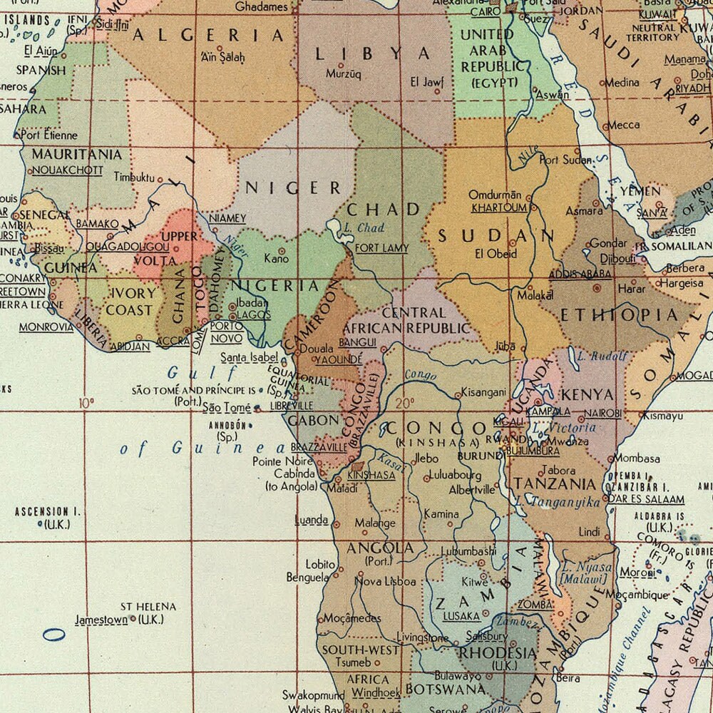 Old Political World Map, 1967: Cold War Era, Detailed Political ...
