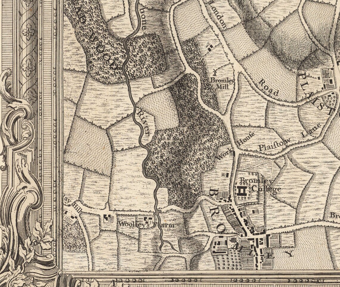 Old Map of South East London in 1746 by John Rocque - Chislehurst ...
