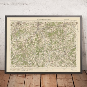 Old Ordnance Survey Map, Sheet 124 - Guildford & Horsham, 1925: Aldershot, Farnham, Reigate, Godalming, Surrey Hills AONB
