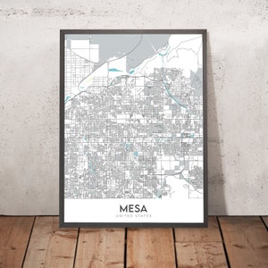 Modern City Map of Mesa, AZ: Downtown, ASU, Red Mountain, Superstition Mountains, Loop 101