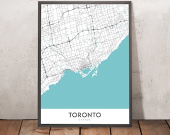 Modern City Map of Toronto, Canada: CN Tower, Downtown, Kensington Market, Royal Ontario Museum, Toronto Islands