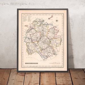 Old Map of Herefordshire by Samuel Lewis, 1844: Ledbury, Leominster, Ross-on-Wye, Bromyard, Hay-on-Wye