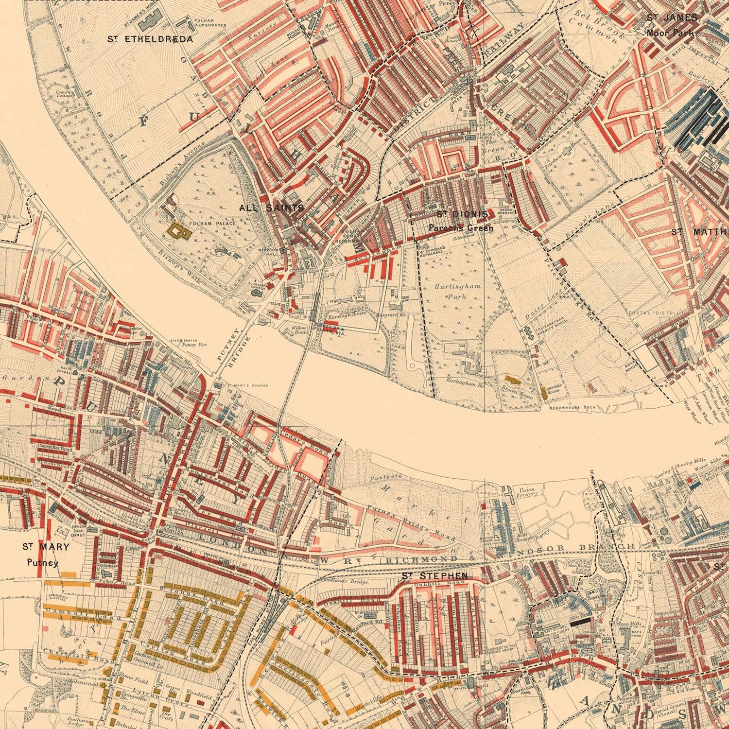 London Sw8 Map Old Map of London Poverty, 1898 South Western, Charles Booth ...