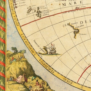 Carte de l'Atlas du vieux monde, 1700 carte ancienne très rare, carte murale vintage par Paolo Petrini encadrée ou non image 6