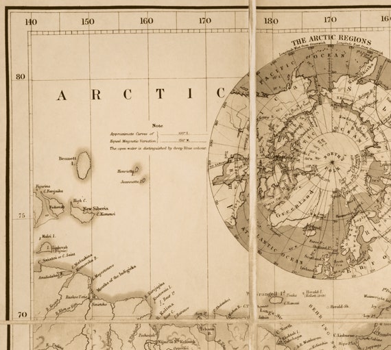 スタンフォードによる古い世界地図、1898年 - 傑作ヴィンテージ