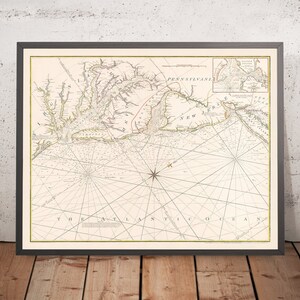 Old Chesapeake Bay to New York Nautical Chart by Heather, 1802: Virginia, Maryland, New Jersey Coast