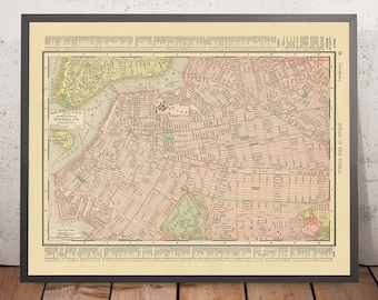 Old Map of Brooklyn by Rand McNally, 1897: Downtown Brooklyn, Bushwick, Prospect Heights, Crown Heights, Williamsburg