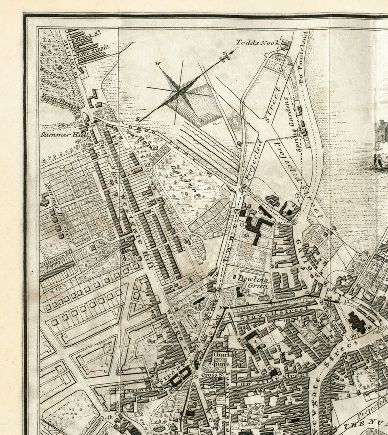 Old Map of Newcastle Upon Tyne and Gateshead by Thomas Oliver Etsy UK