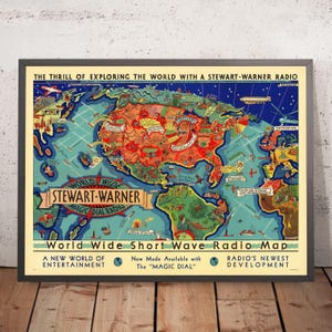 Old Short Wave Radio World Map by Turzak, 1932: Global Communications