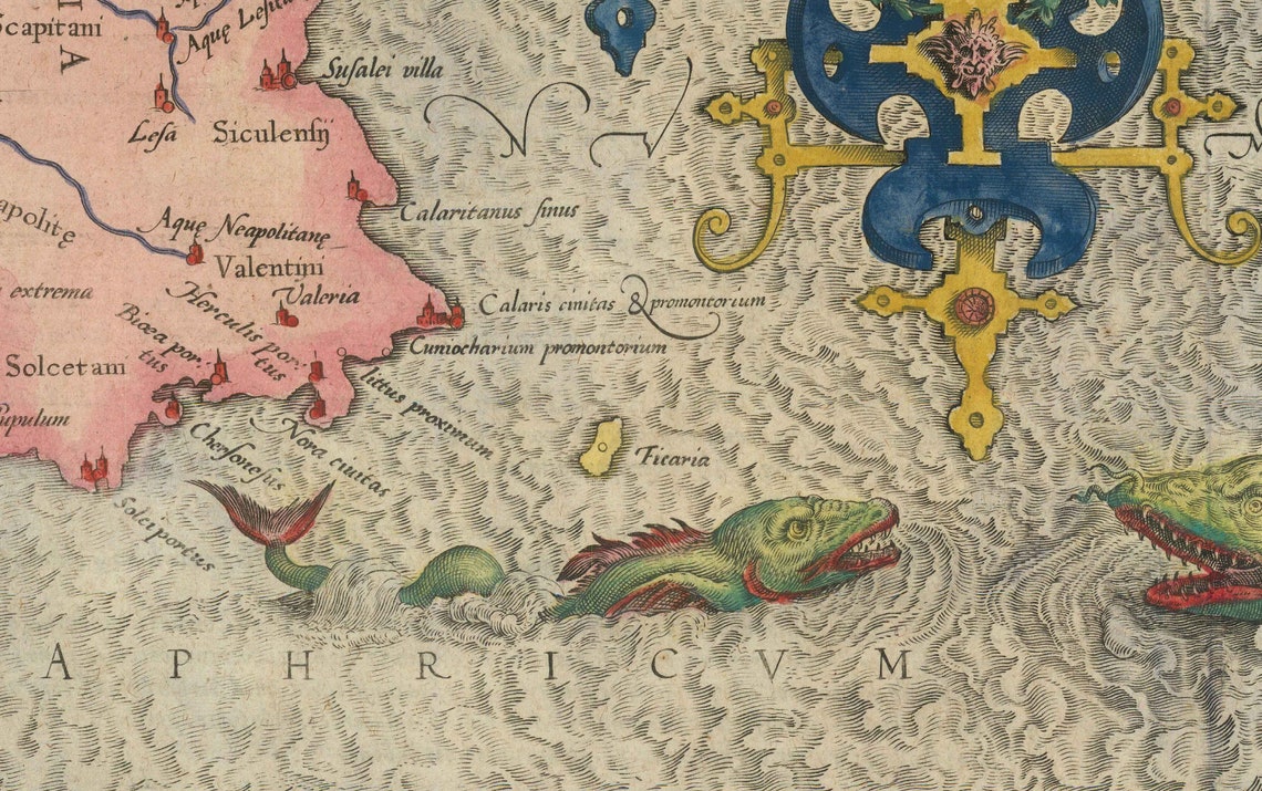 Old Map of Sardinia and Sicily in 1584 by Gerard Mercator - Italy ...