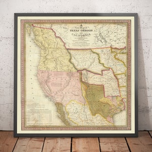 Old Map of the Western USA, 1846 by Mitchell - Big California & Oregon - Indian, Missouri Territory - British Possessions - Framed, Unframed