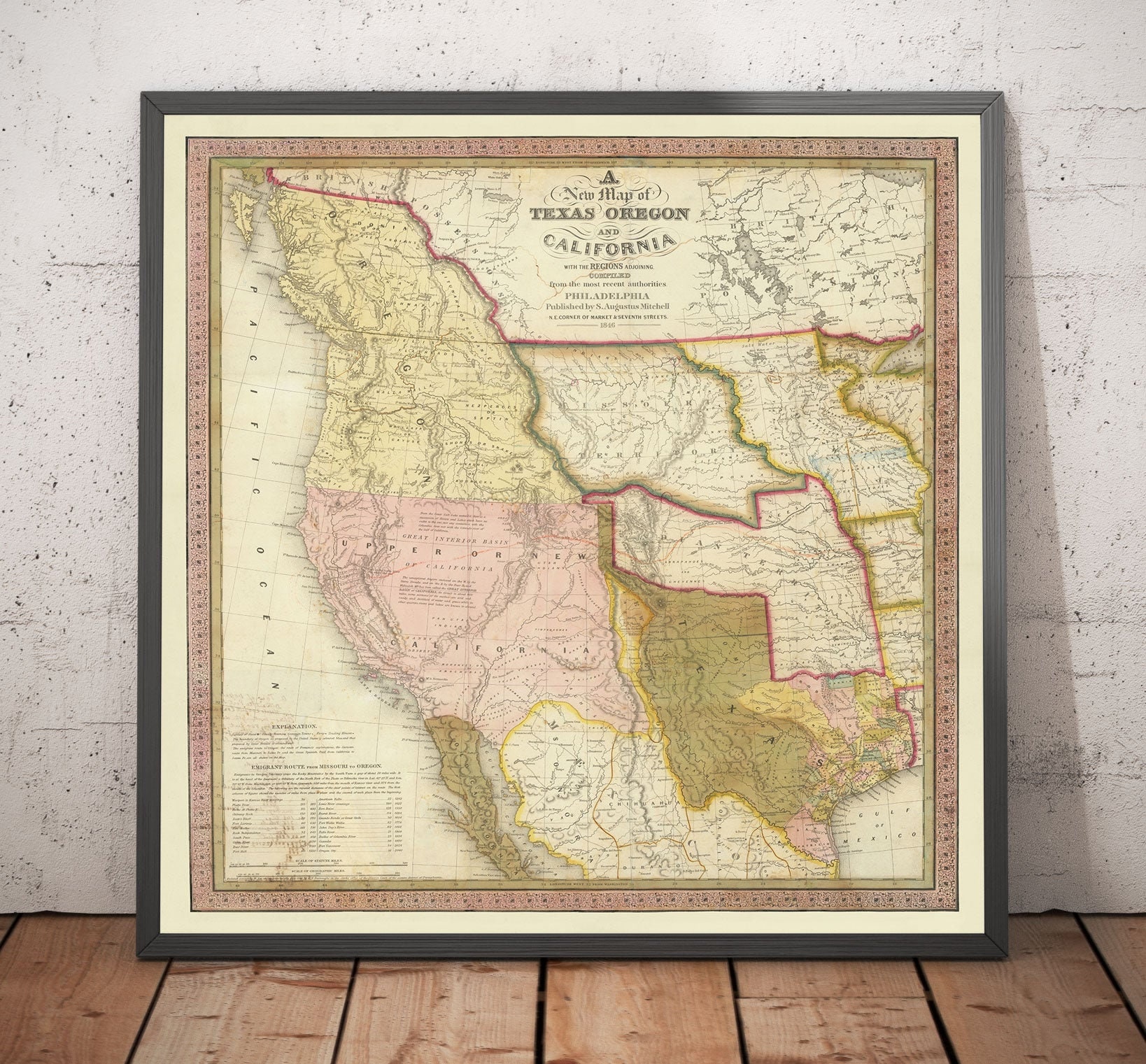 Old Map of the Western USA, 1846 by Mitchell - Big California & Oregon ...