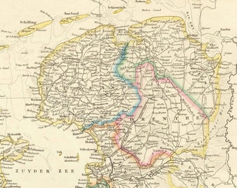 1858 年のオランダとベルギーの古地図 - オランダ、フランドル