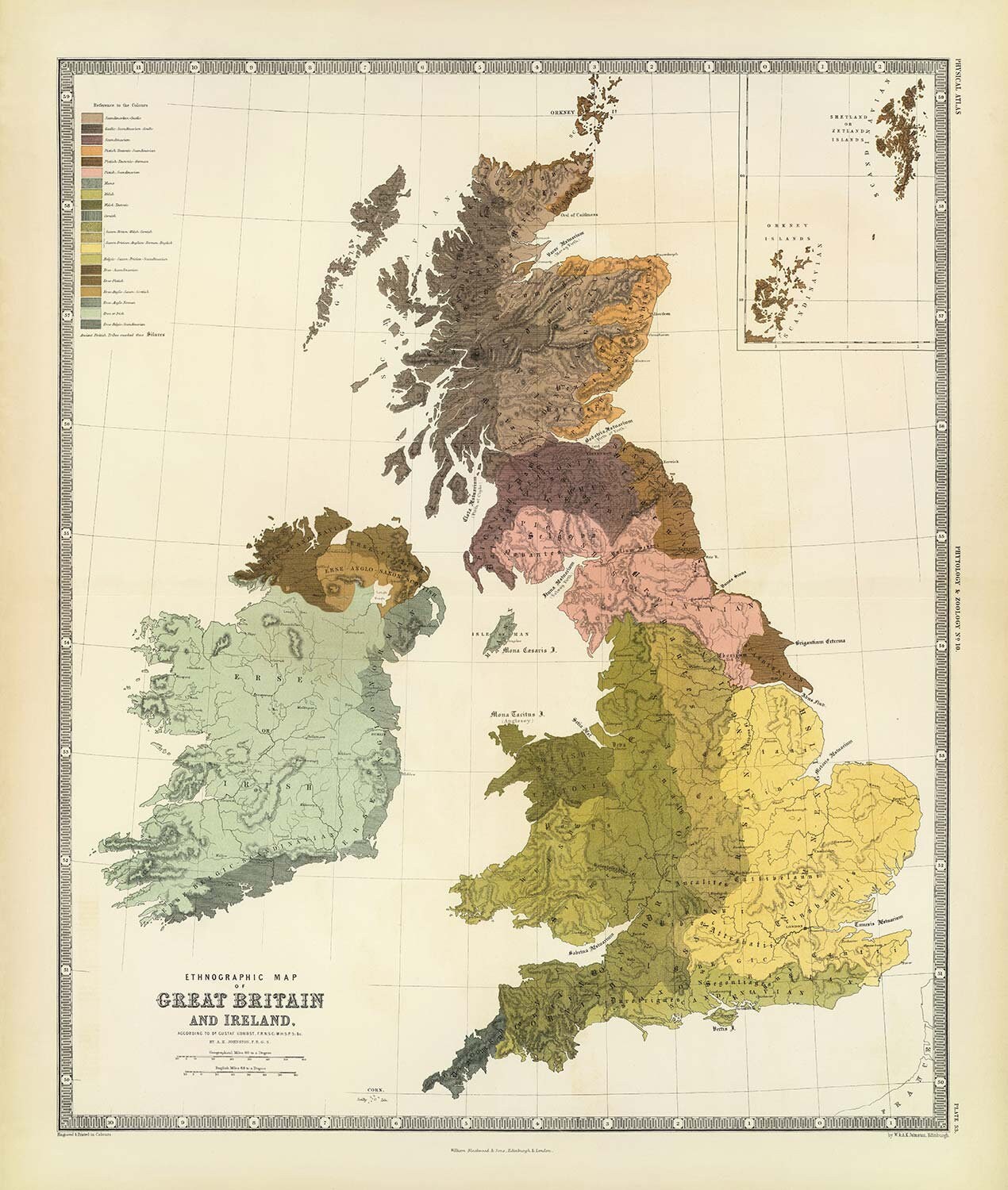 1856 年の古代ブリテンの古地図 - ウェールズ、ピクト人、ケルト