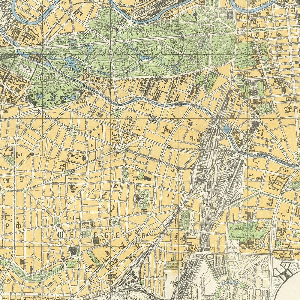 Old Map of Battle of Berlin, WW2 (soviet Union Issue), 1945: Tiergarten ...