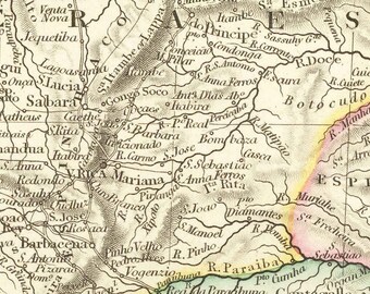 ブラジルの古地図、1832年、アロースミス作 - 植民地時代の南アメリカ