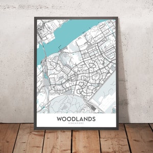 Modern City Map of Woodlands, Singapore: Republic Polytechnic, Waterfront Park, Admiralty Park,  Health Campus, Singapore Sports School