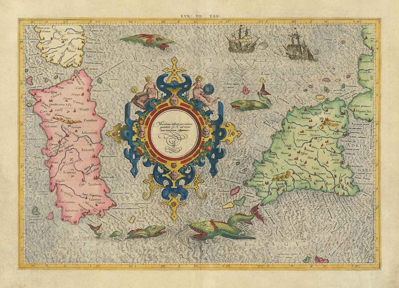 Old Map of Sardinia and Sicily in 1584 by Gerard Mercator - Italy ...