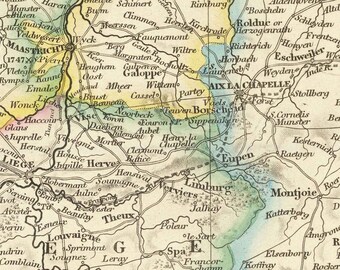 1858 年のオランダとベルギーの古地図 - オランダ、フランドル