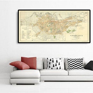Old Map of Casablanca in 1934 by Gaillac-Monrocq - Ancienne Medina, Port of Casablanca, Derb Ghallef, New Medina, Hippodrome, Anfa