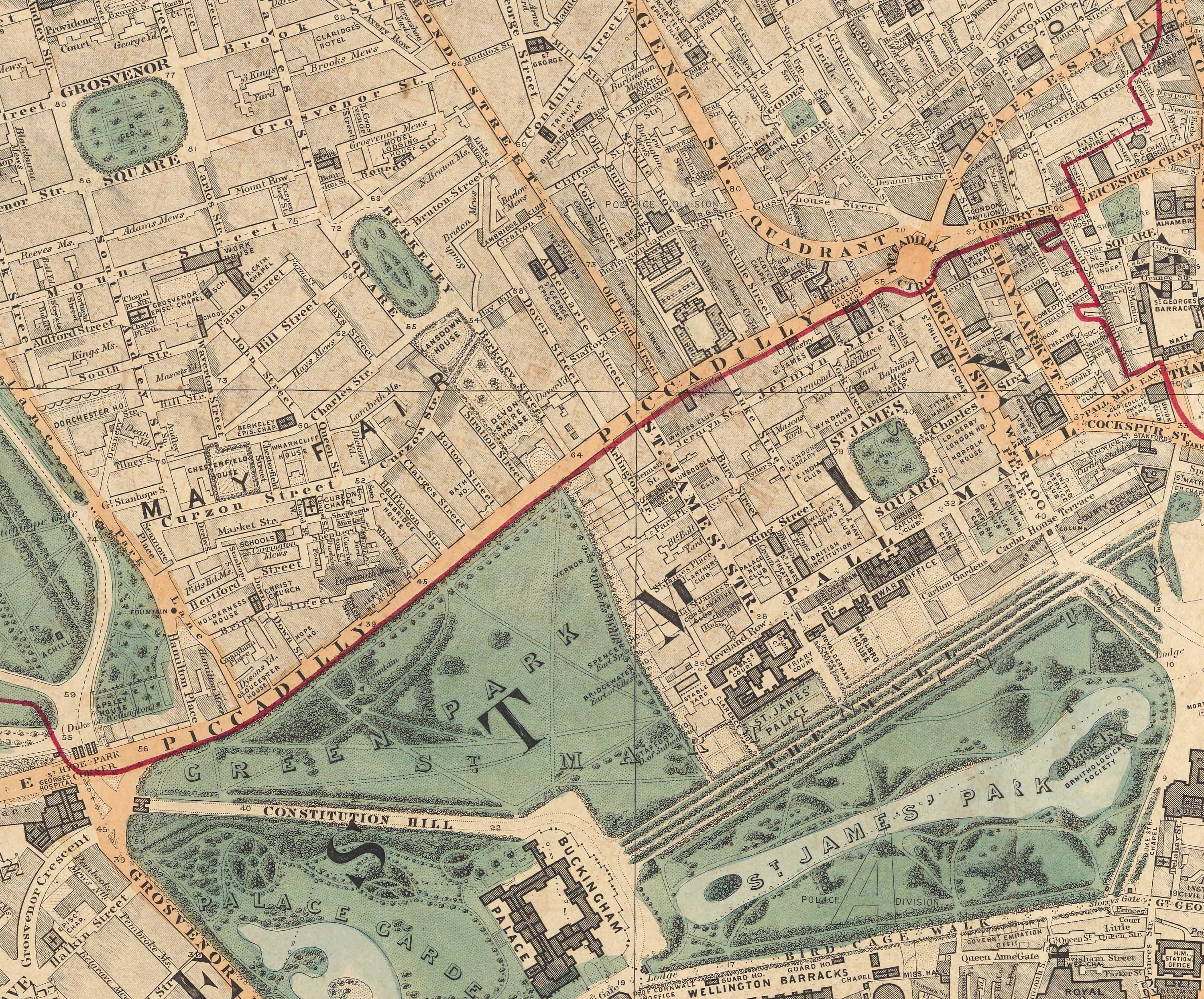 Wc1 Postcode Map Old Map of Central London, 1891 - Mayfair, Oxford Street, Westminster ...