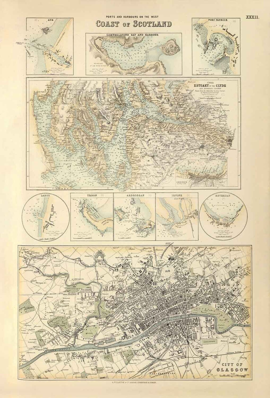 Old Map of the Ports & Harbours of the West Coast of Scotland, 1872 ...