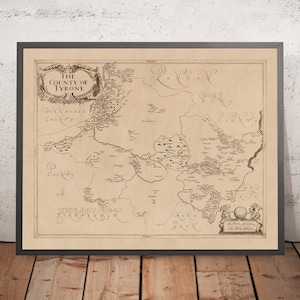 Old Map of County Tyrone by Petty, 1685: Strabane, Omagh, Sperrin Mountains, Ulster Canal, Lough Neagh