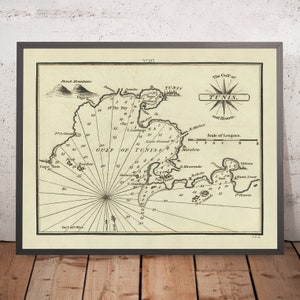 Old Gulf of Tunis Nautical Chart by Heather, 1802: Tunisia, Biserte, Port Farina