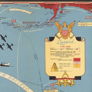 Old World War 2 Map of the Pacific and Tokyo in 1942 by Stanley Turner ...