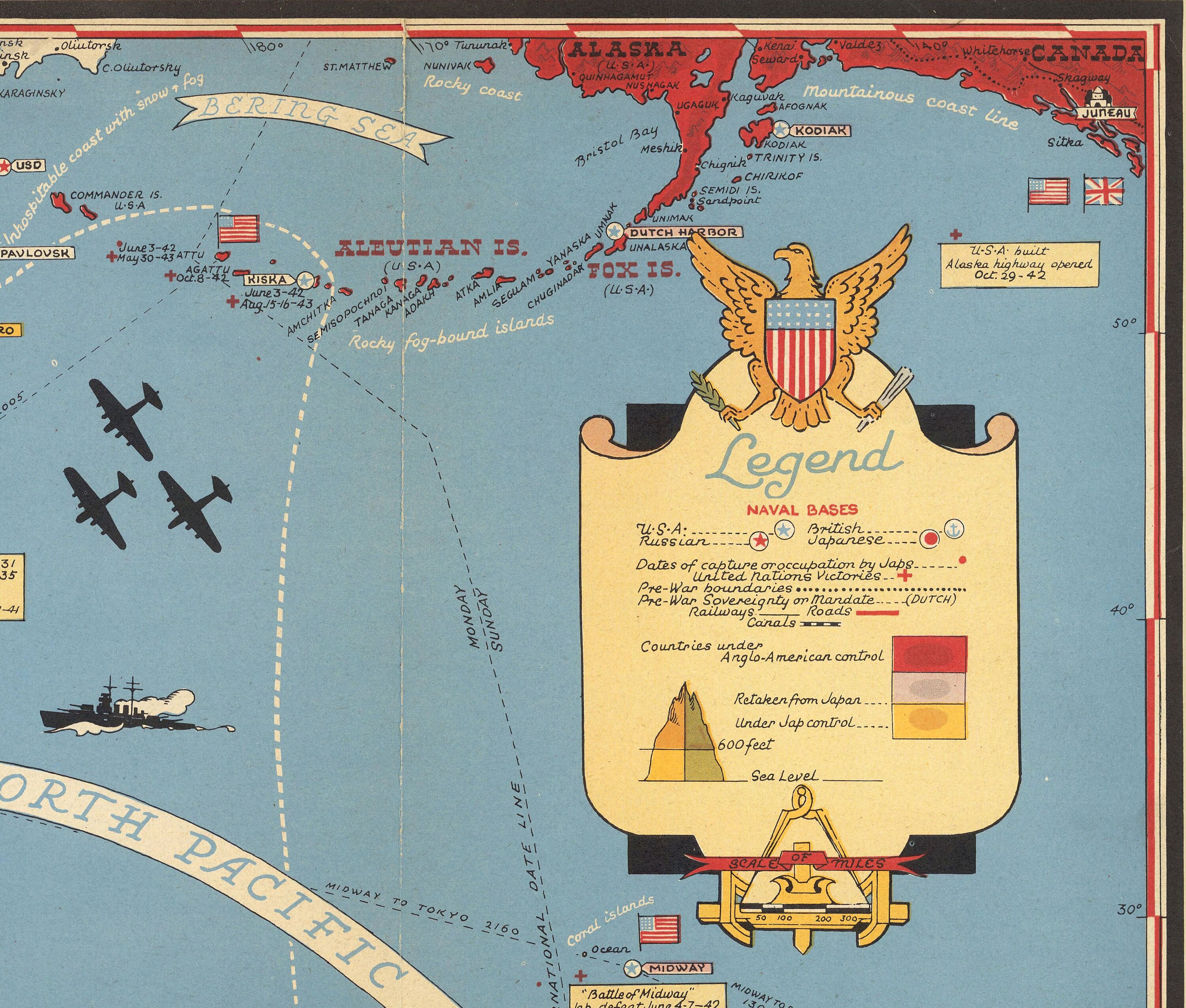 Old World War 2 Map of the Pacific and Tokyo in 1942 by Stanley Turner ...