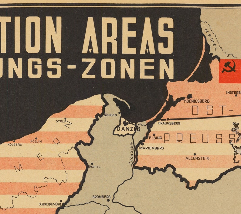 Nazi Germany World War 2 Map Post War Potsdam Chart Communist East & Allied West Berlin Occupation Framed or Unframed image 6