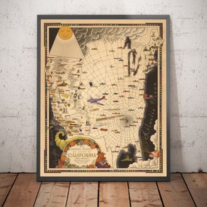 A "Typical Californian's" Map of the United States by E. Chase, 1940 - Unofficial Distorted USA - West vs. East - Framed, Unframed