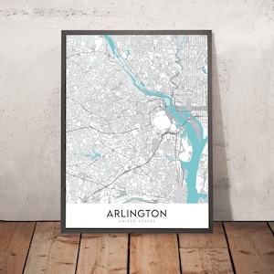 Modern City Map of Arlington, VA: National Cemetery, Pentagon, White House, Washington D.C.