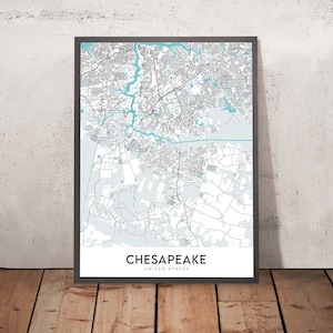Modern City Map of Chesapeake, VA: Chesapeake Bay, Norfolk, Great Dismal Swamp, I-64