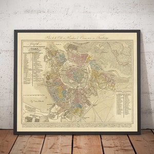 Old Map of Vienna by Tranquillo Mollo in 1803 - Augarten, Praterstern, Franzensbrucke, Burggarten, City Park