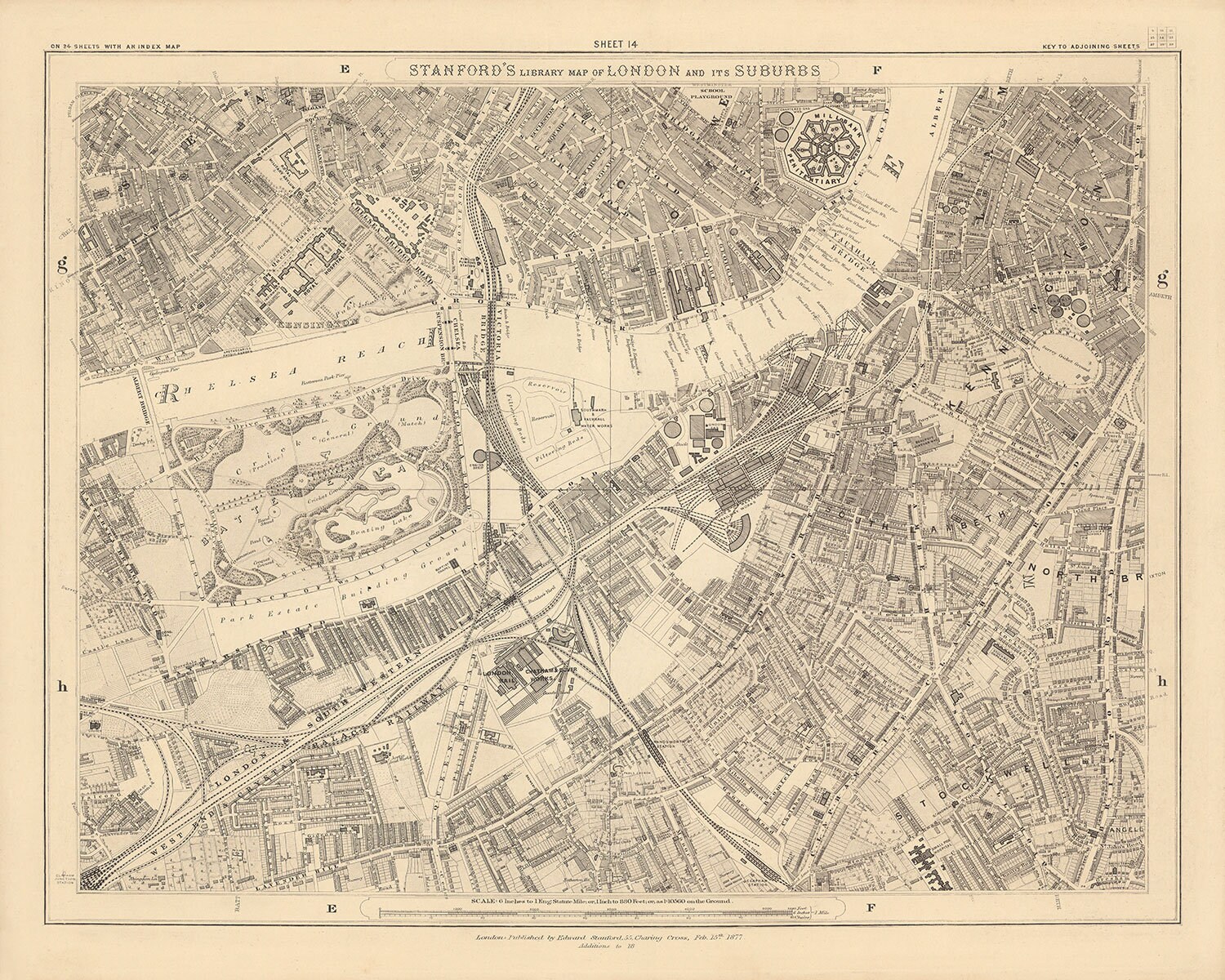 Old Map of South London in 1862 - Battersea, Chelsea, Oval, Stockwell ...