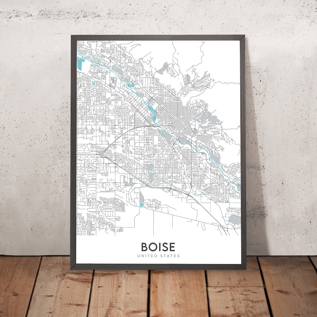 Modern City Map Of Boise ID Downtown Boise State University Idaho Il Qbrm 