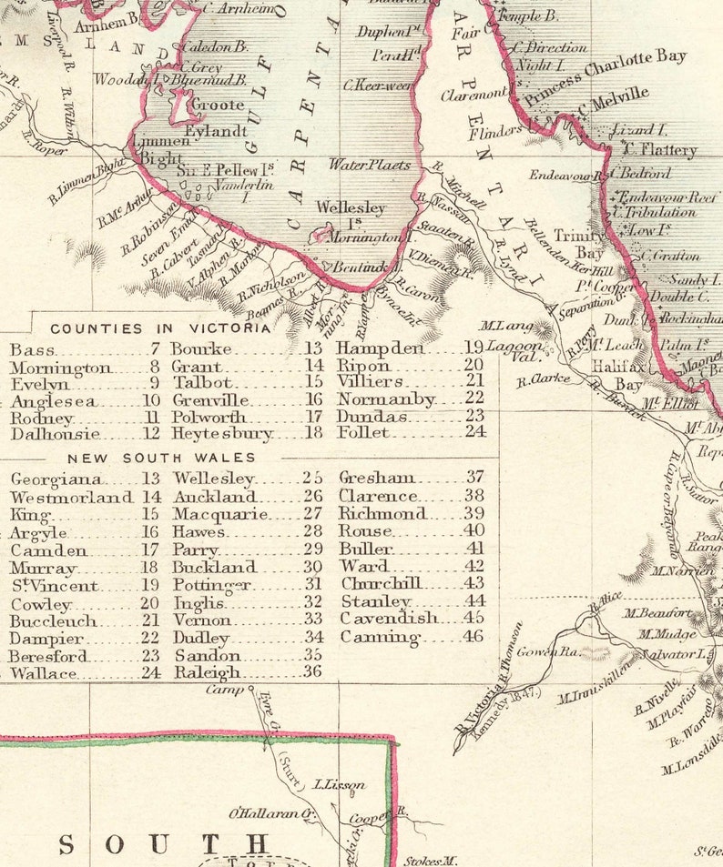 Old Map of Australia and Tasmania, 1851, by Tallis & Rapkin Sydney — free download