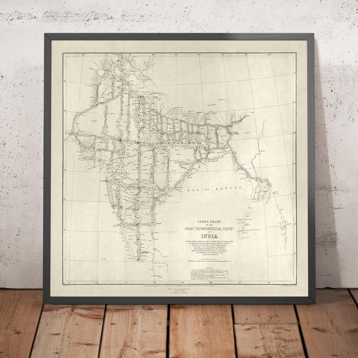Old Map of India, 1875: Great Trigonometrical Survey, Bay of Bengal ...