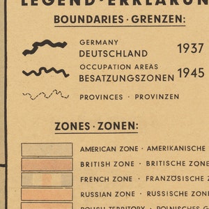 Nazi Germany World War 2 Map Post War Potsdam Chart Communist East & Allied West Berlin Occupation Framed or Unframed image 9