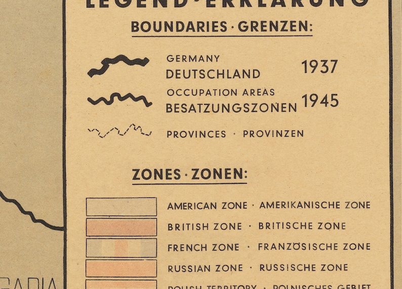 Nazi Germany World War 2 Map Post War Potsdam Chart Communist East & Allied West Berlin Occupation Framed or Unframed image 9